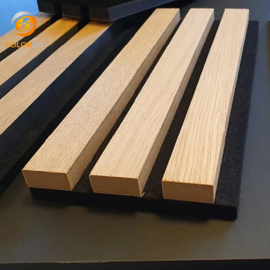 Hochwertige Umweltschutz-Holzlatten-PET-Akustikplatte